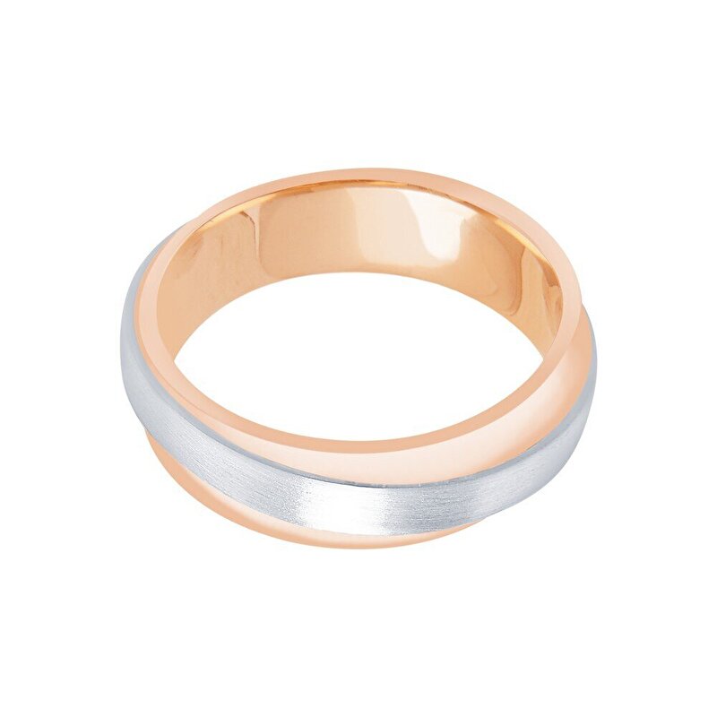 14 Ayar Rose-Beyaz Altın Modern Alyans