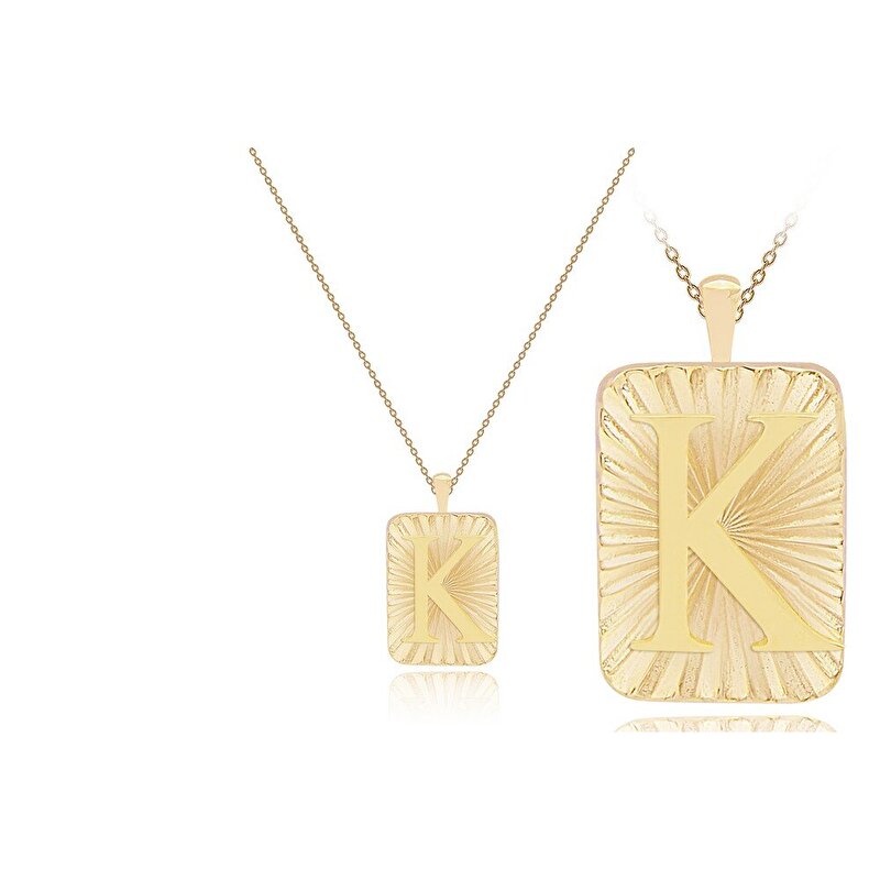 14 Ayar K Harf Plaka Kolye