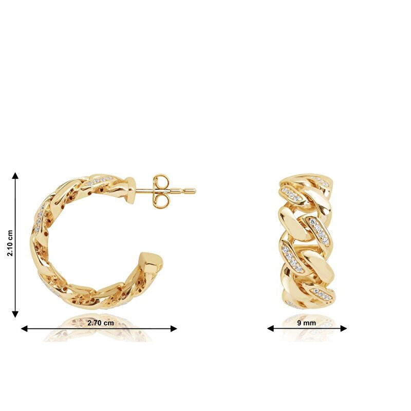 14 Ayar Sarı Altın Gurmet Halka Küpe