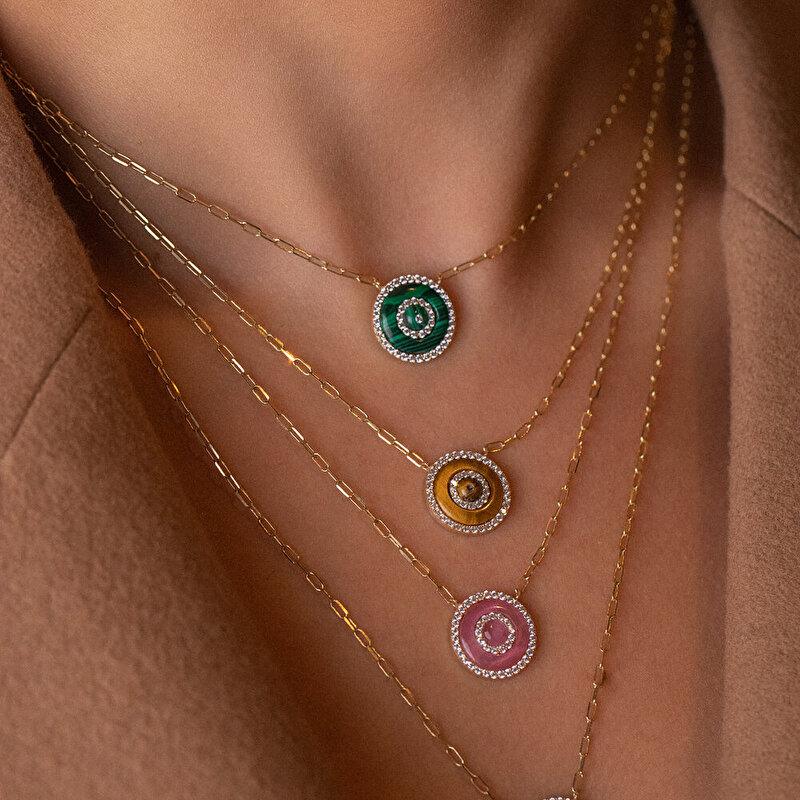 14 Ayar Sarı Altın Göz Figürlü Kolye