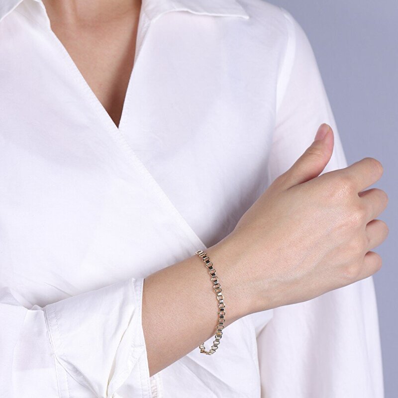 14 Ayar Sarı Altın Trend Zincir Bileklik