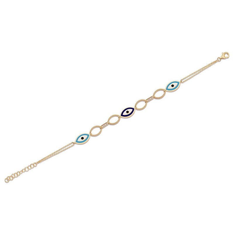 14 Ayar Sarı Altın Nazar Boncuklu Bileklik