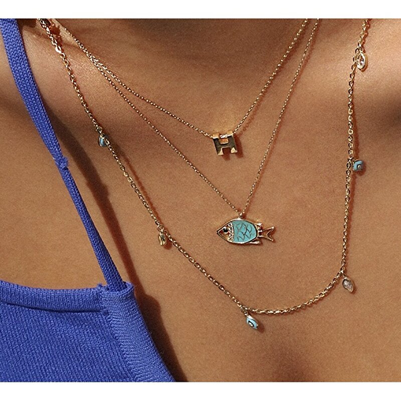 14 Ayar Sarı Altın Göz Figürlü Kolye