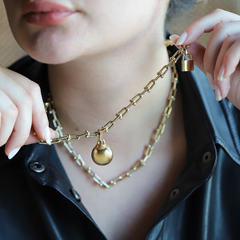 14 Ayar Sarı Altın Top Kolye Ucu