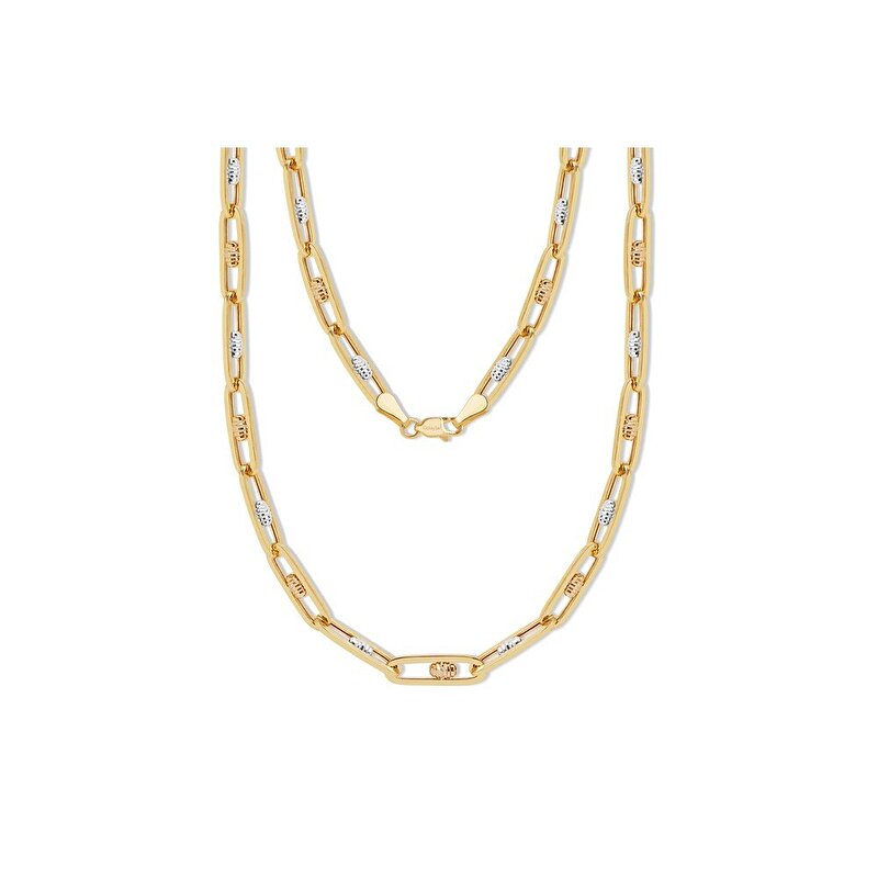 14 Ayar Sarı-Beyaz Altın Ataç Zincir