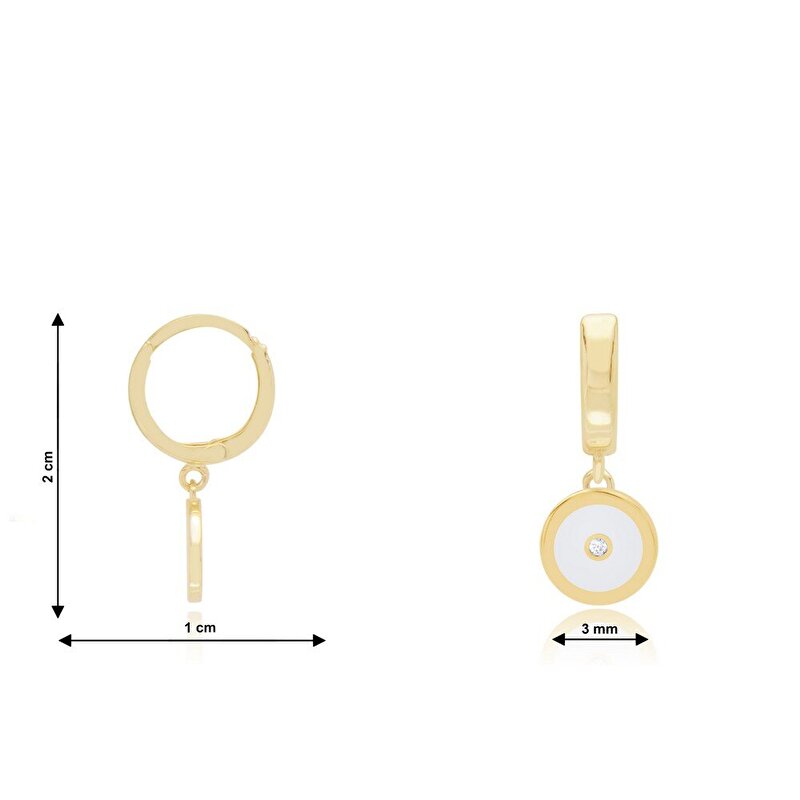 14 Ayar Sarı Altın Sallantılı Mineli Küpe