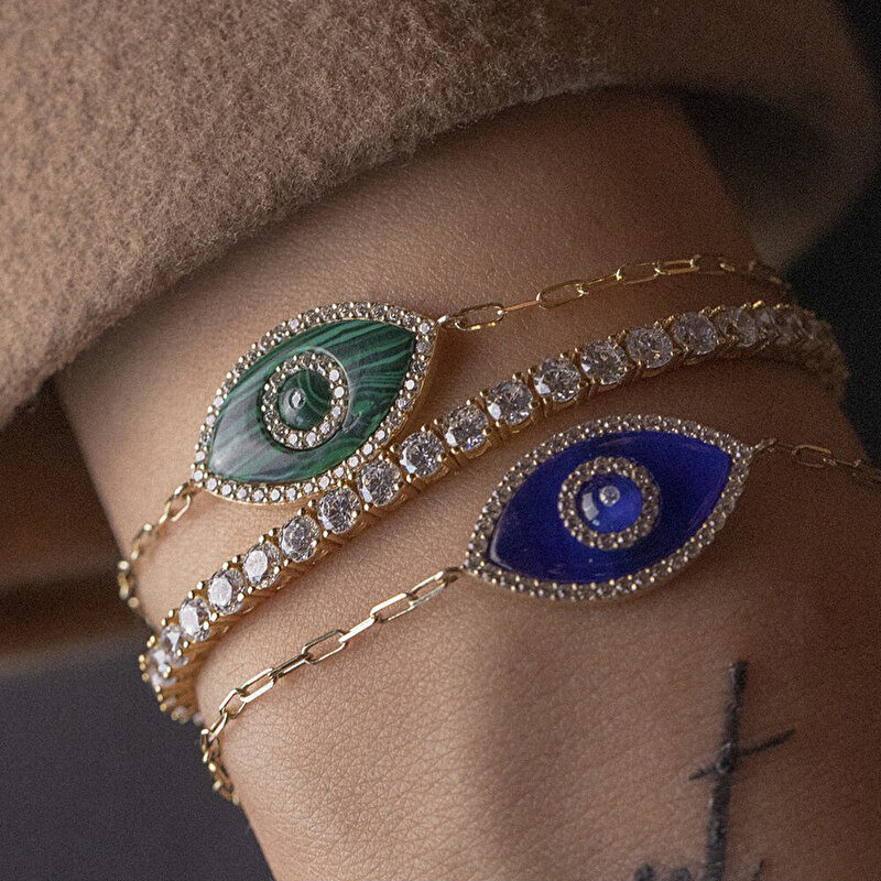 14 Ayar Sarı Altın Nazar Boncuklu Bileklik