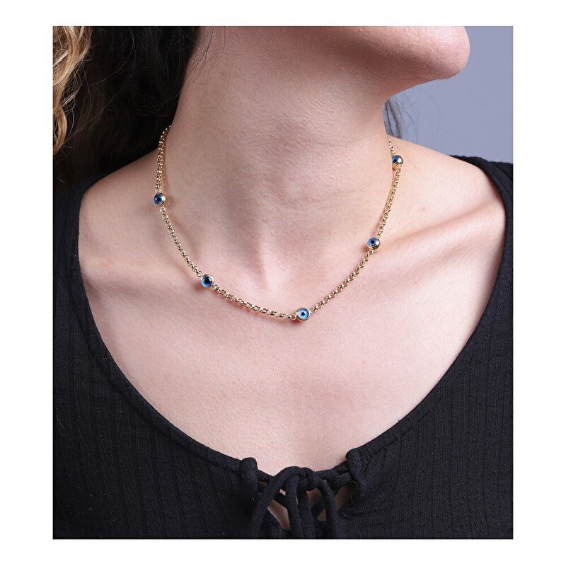 14 Ayar Sarı Altın Göz Figürlü Kolye