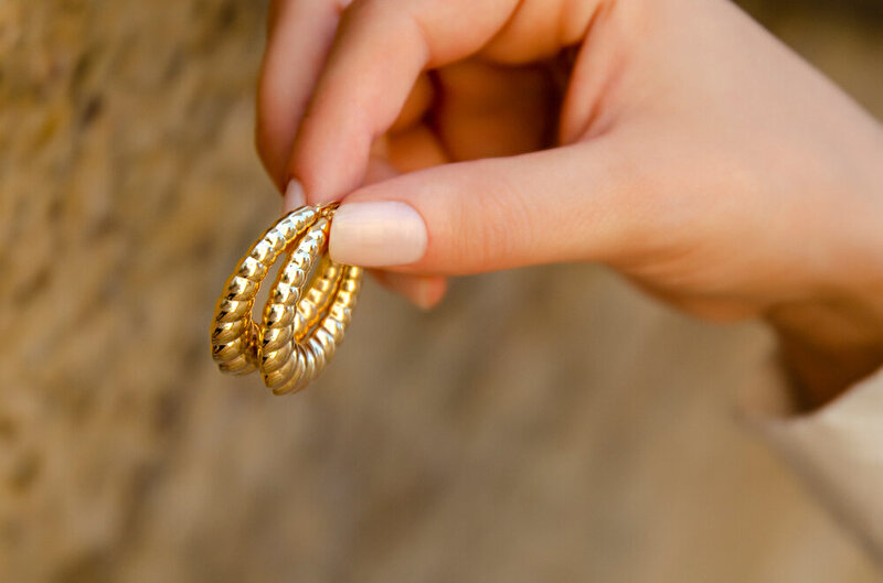 14 Ayar Sarı Altın Burgu Halka Küpe