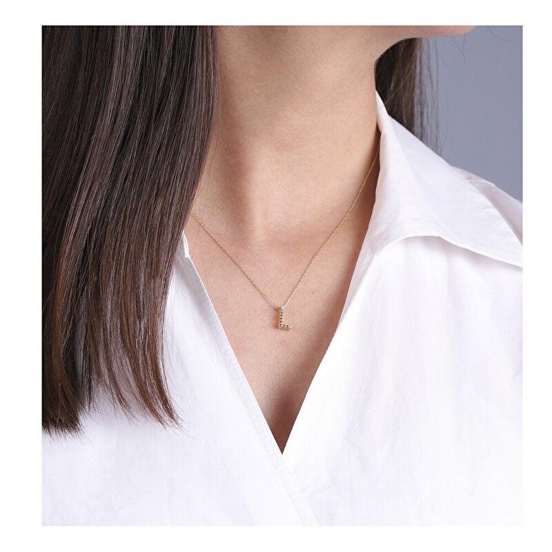 14 Ayar Sarı Altın L Harf Kolye