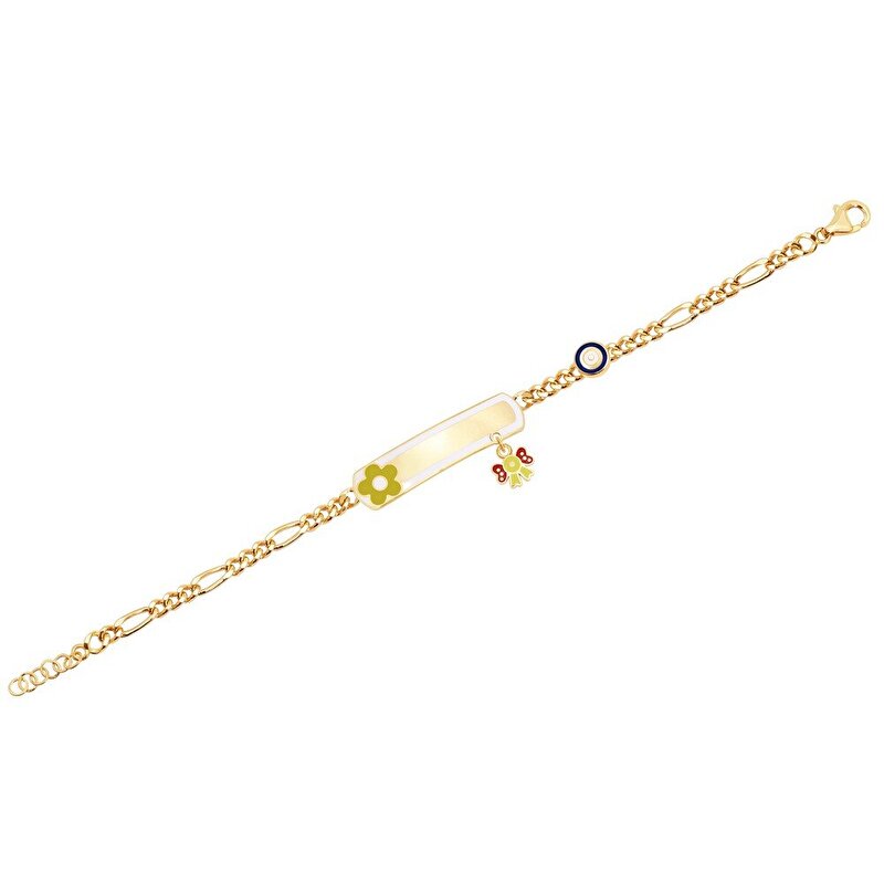 14 Ayar Sarı Altın Künye Bileklik