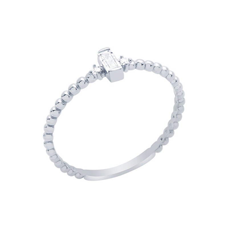 14 Ayar Beyaz Altın Baget Yüzük