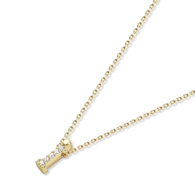 14 Ayar Sarı Altın İ Harf Kolye