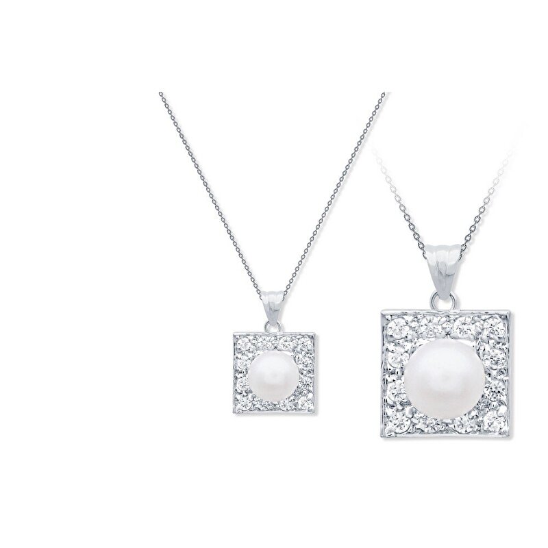 14 Ayar Beyaz Altın İnci Kolye