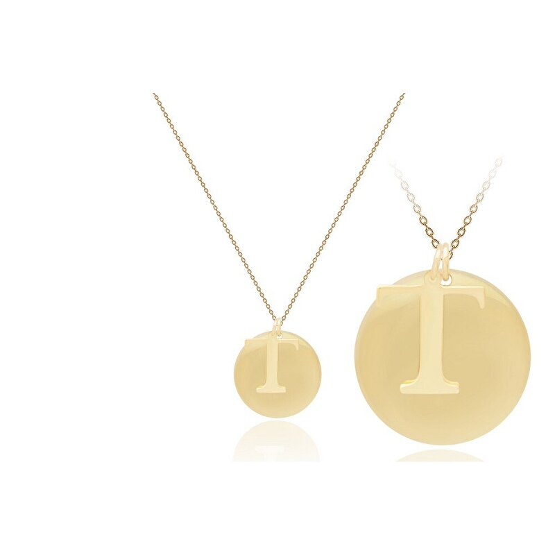 14 Ayar T Harf Plaka Kolye