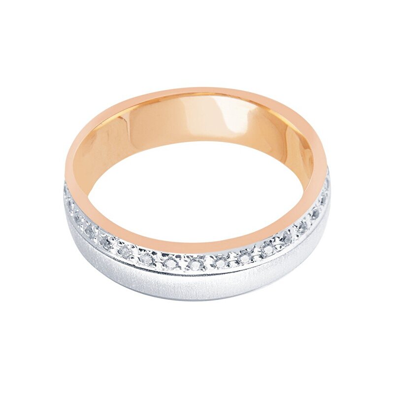 14 Ayar Rose-Beyaz Altın Modern Alyans