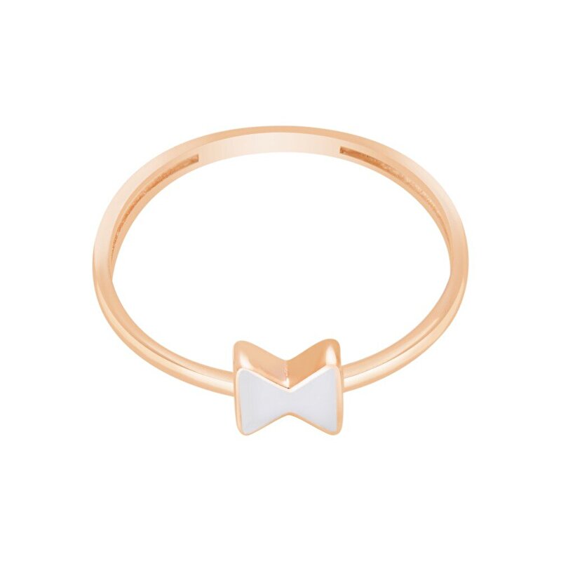 14 Ayar Rose Altın Beyaz Mineli Fiyonk Figürlü Yüzük