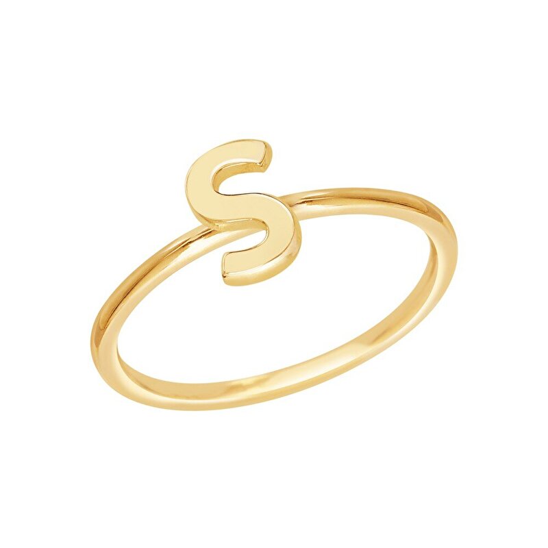 14 Ayar Sarı Altın S Harf Yüzük