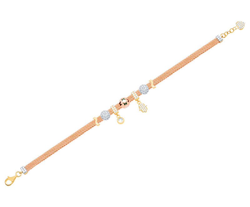 14 Ayar 3 Renkli Altın Charm Bileklik