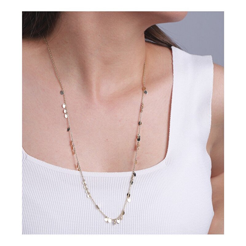 14 Ayar Sarı Altın Trend Uzun Kolye