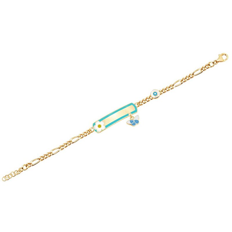 14 Ayar Sarı Altın Künye Bileklik