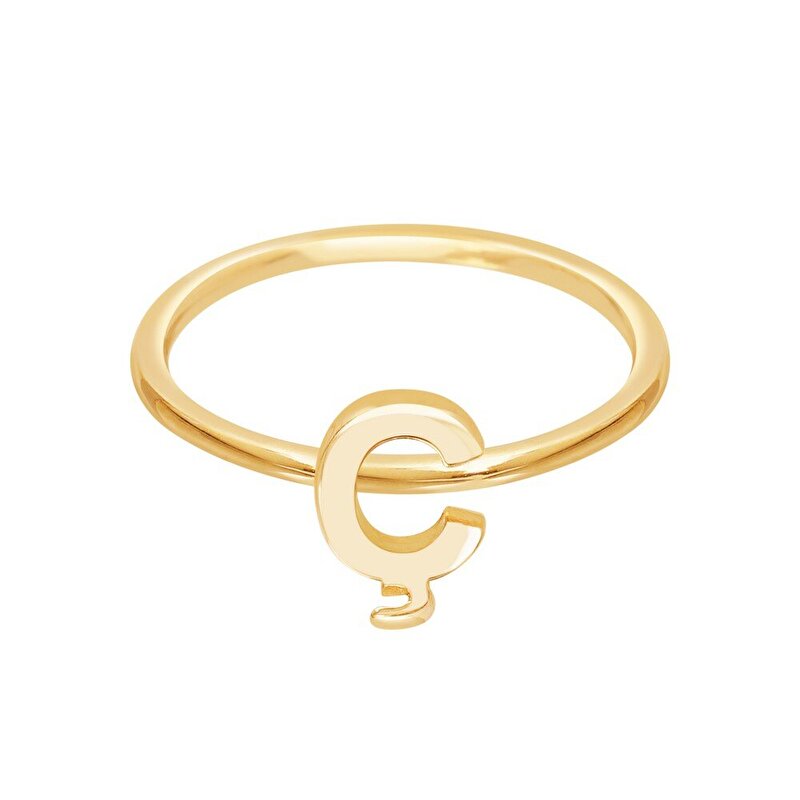 14 Ayar Sarı Altın Ç Harf Yüzük