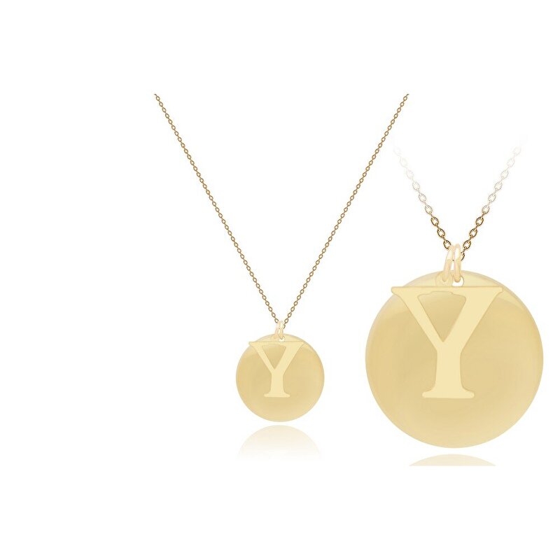 14 Ayar Y Harf Plaka Kolye