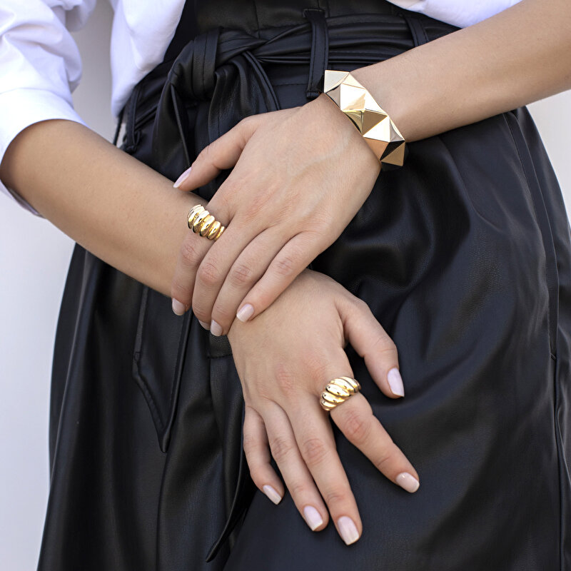 14 Ayar Sarı Altın Kruvasan Midye Yüzük