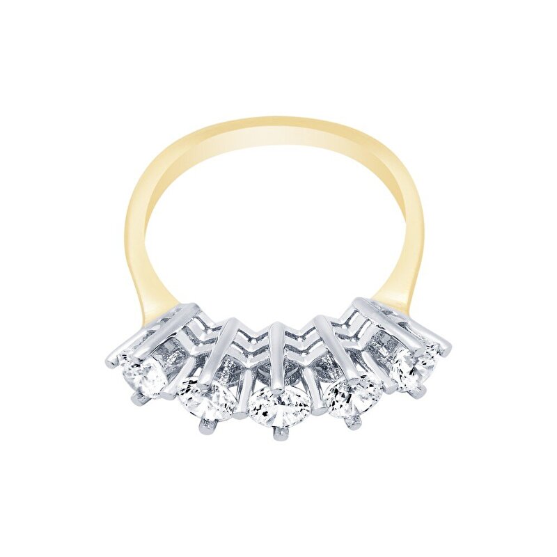 14 Ayar Sarı-Beyaz Altın Beştaş Yüzük