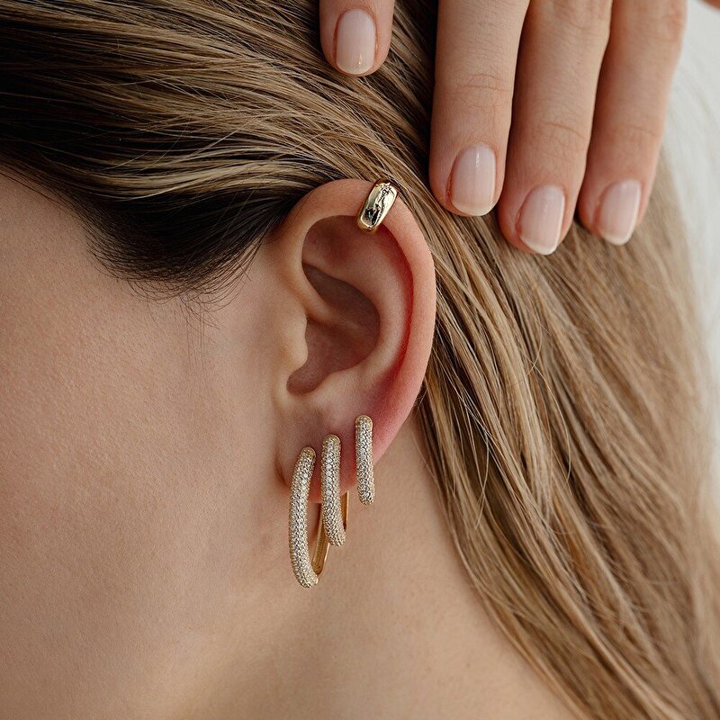 14 Ayar Sarı Altın Kutup Yıldızı Kıkırdak Küpe