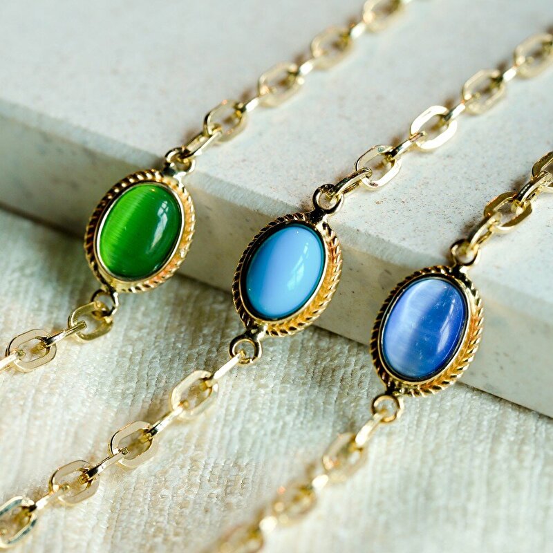 14 Ayar Sarı Altın Firuze Taşlı Bileklik