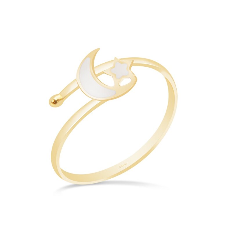 14 Ayar Sarı Altın Ayyıldız Figürlü Yüzük