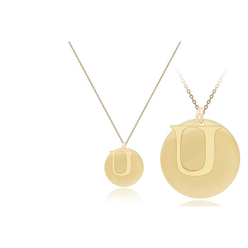 14 Ayar U Harf Plaka Kolye