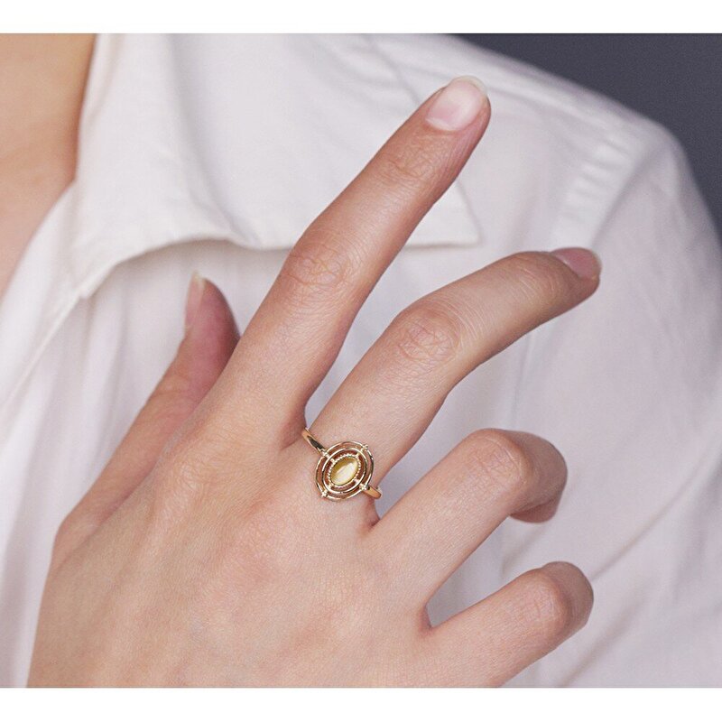 14 Ayar Sarı Altın Sarı Taşlı Yüzük