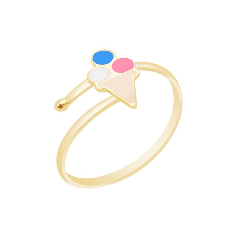 14 Ayar Sarı Altın Dondurma Figürlü Yüzük