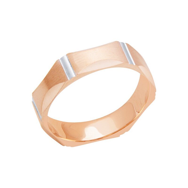 14 Ayar Rose-Beyaz Altın Modern Alyans