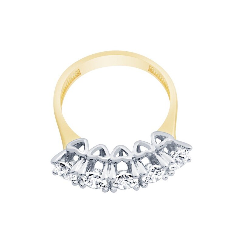 14 Ayar Sarı-Beyaz Altın Beştaş Yüzük