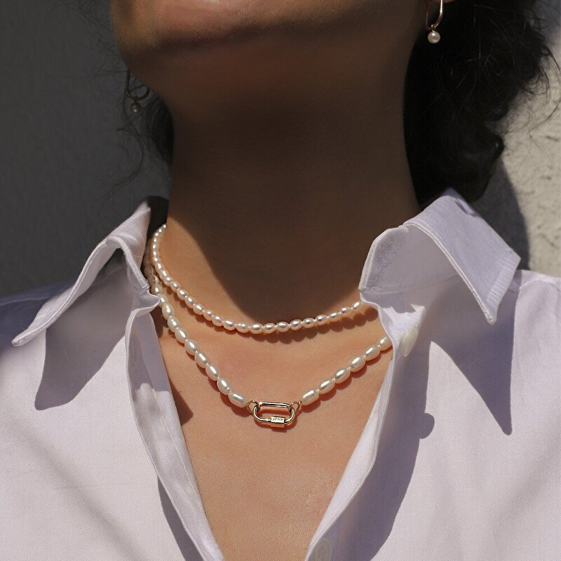 14 Ayar Sarı Altın İnci Gerdanlık