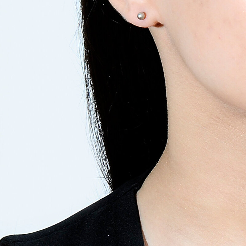 14 Ayar Beyaz Altın Top Küpe