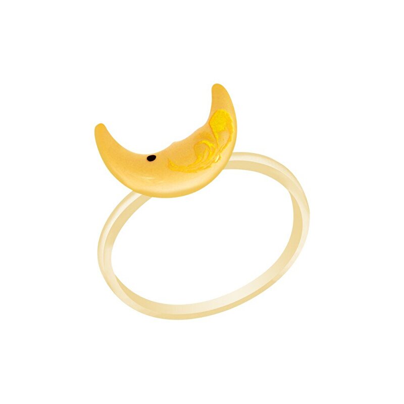 14 Ayar Sarı Altın Ay Figürlü Yüzük