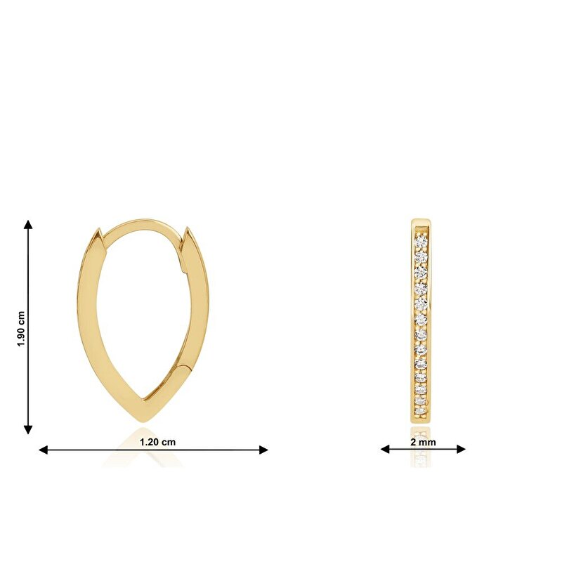 14 Ayar Sarı Altın Taşlı Halka Küpe