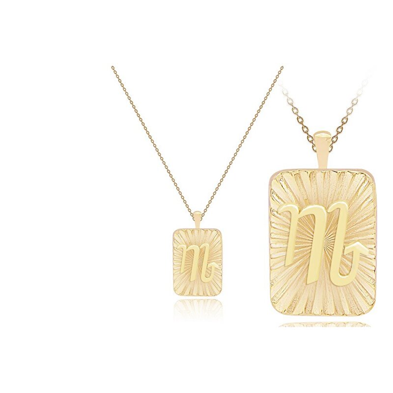 14 Ayar Akrep Burç Plaka Kolye