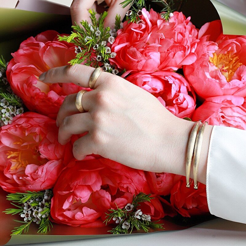 14 Ayar Sarı Altın Kelepçe Bilezik